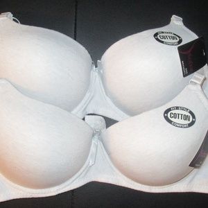 Bra, 40C Set of 2 T-Shirt Soft Cotton, Underwire,